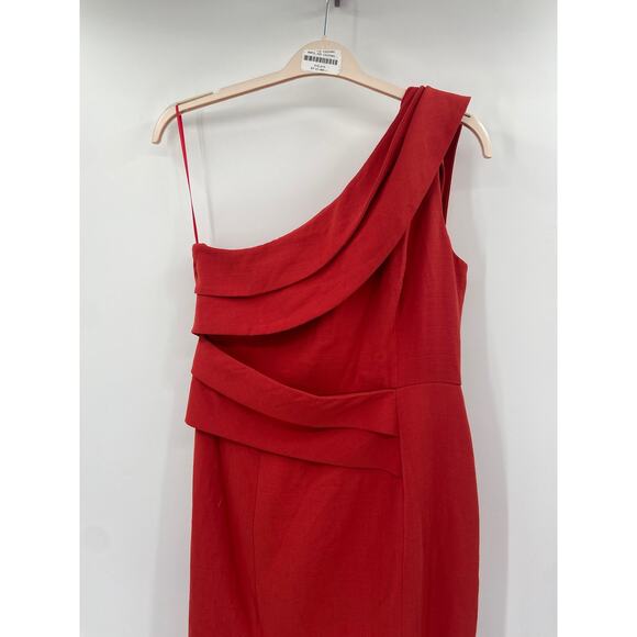 C/MEO Collective Fragment Solid Red One Shoulder Slit Cocktail Gown Size 8 - Picture 4 of 7